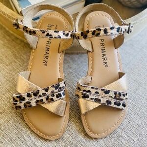 Leopard Print & Gold Poshmark Sandals Big Girl Size 3Y